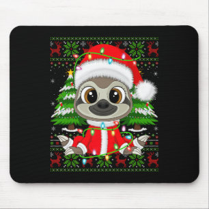Sloth Christmas Lights Santa Costume Ugly Xmas Swe Mouse Pad