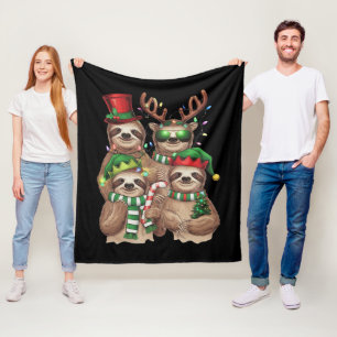Sloth Christmas Merry Slothmas Sloth Lover Gift Fleece Blanket