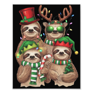 Sloth Christmas Merry Slothmas Sloth Lover Gift Photo Print