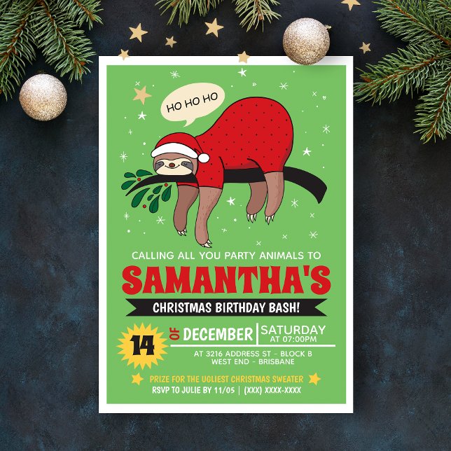 Sloth Christmas Party Invitation (Créateur téléchargé)