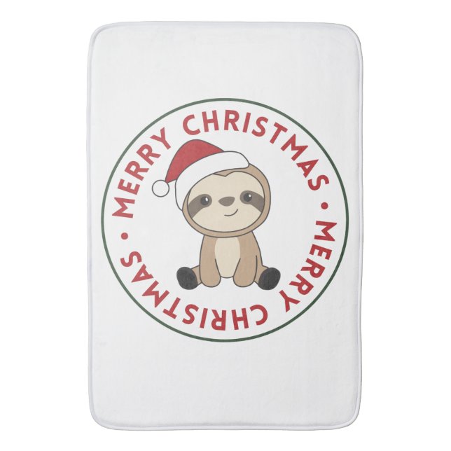 Sloth Christmas Snow Winter Animals Sloths Bath Ma Bath Mat (Front Vertical)
