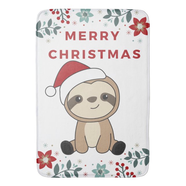 Sloth Christmas Snow Winter Animals Sloths Bath Ma Mat (Front Vertical)