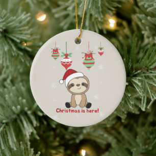 Sloth Christmas Snow Winter Animals Sloths Ceramic Ceramic Ornament