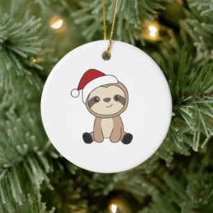 Sloth Christmas Snow Winter Animals Sloths Ceramic Ornament