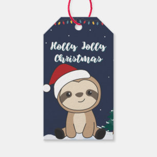Sloth Christmas Snow Winter Animals Sloths Gift Ta Tags