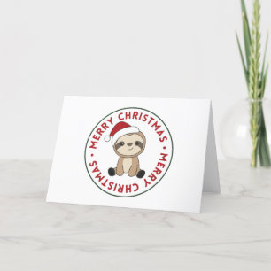 Sloth Christmas Snow Winter Animals Sloths Holiday Card
