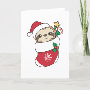 Sloth Christmas Snow Winter Animals Sloths Holiday Card