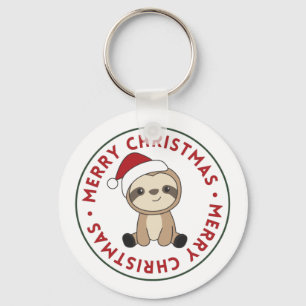 Sloth Christmas Snow Winter Animals Sloths Keychai Keychain