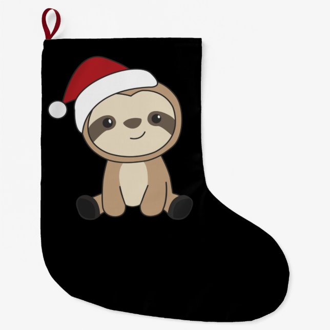 Sloth Christmas Snow Winter Animals Sloths Large C Stocking (Front)