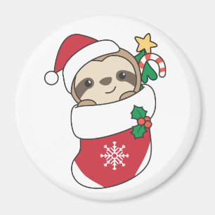 Sloth Christmas Snow Winter Animals Sloths Magnet