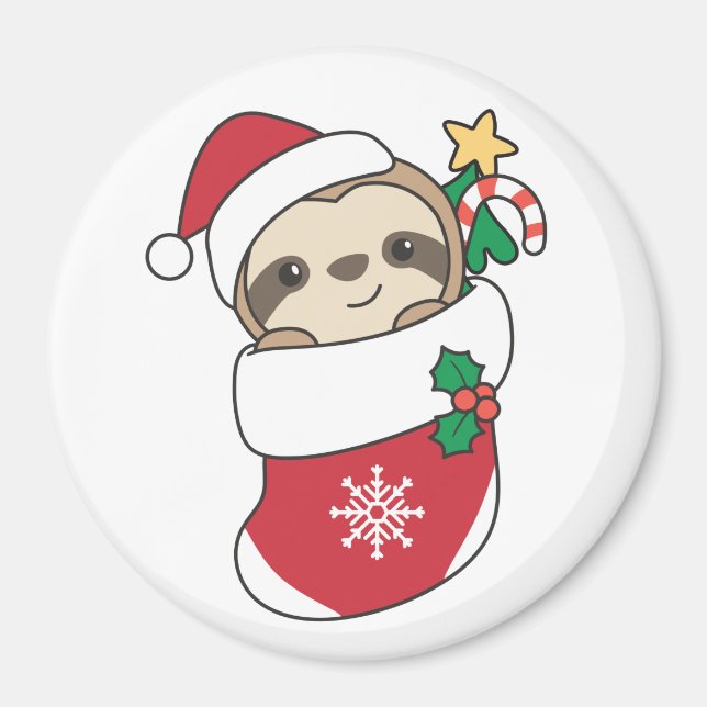 Sloth Christmas Snow Winter Animals Sloths Magnet (Front)