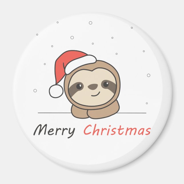 Sloth Christmas Snow Winter Animals Sloths Magnet (Front)