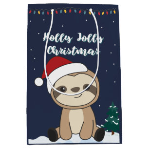 Sloth Christmas Snow Winter Animals Sloths Medium  Gift Bag