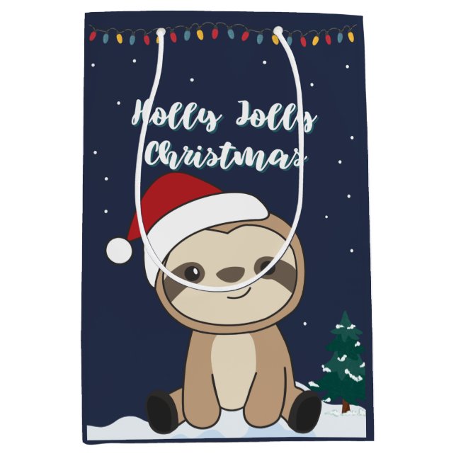 Sloth Christmas Snow Winter Animals Sloths Medium  Gift Bag (Front)