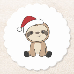 Sloth Christmas Snow Winter Animals Sloths Paper C Coaster