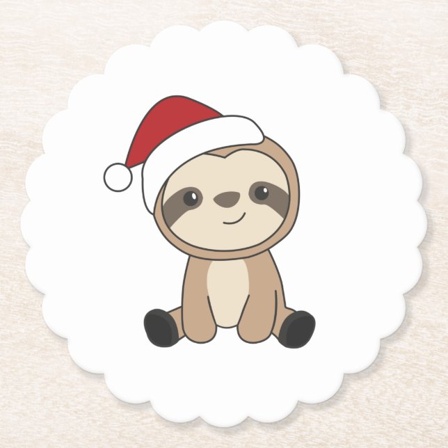 Sloth Christmas Snow Winter Animals Sloths Paper C Coaster (Front)