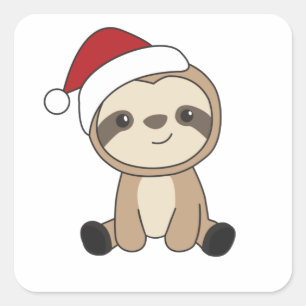 Sloth Christmas Snow Winter Animals Sloths Square Sticker