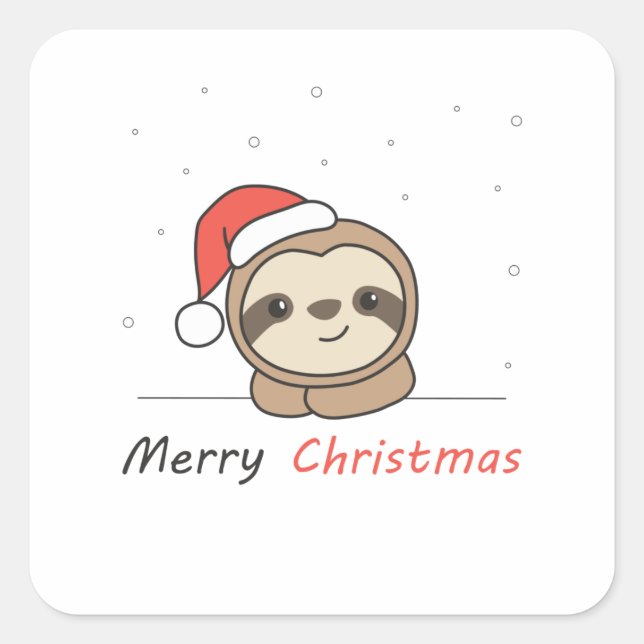 Sloth Christmas Snow Winter Animals Sloths Square Sticker (Front)