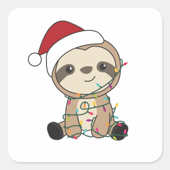 Sloth Christmas Snow Winter Animals Sloths Square Sticker (Front)