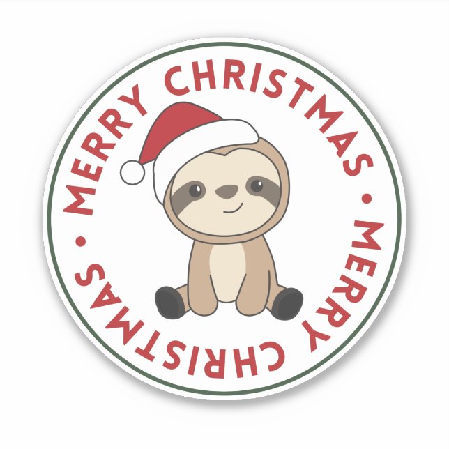Sloth Christmas Snow Winter Animals Sloths Sticker (Front)