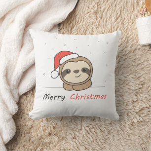 Sloth Christmas Snow Winter Animals Sloths Throw Pillow
