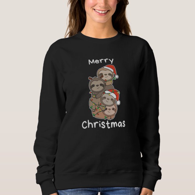 Sloth Christmas Tree Christmas Animals Sloths Sweatshirt (Front)