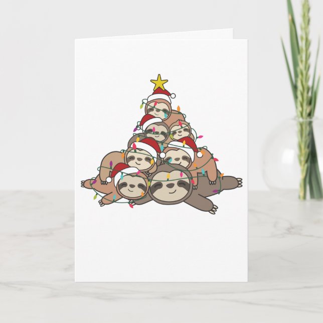 Sloth Christmas Tree Funny Animal Christmas Adult  Holiday Card (Front)