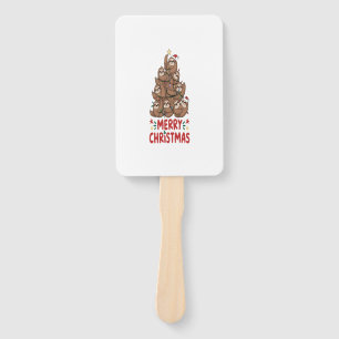 Sloth Christmas Tree Merry Holiday Hand Fan