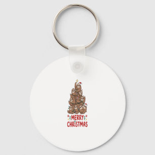 Sloth Christmas Tree Merry Holiday Keychain