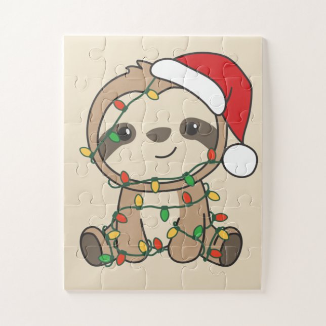 Sloth Christmas Winter Animals Sloths Jigsaw Puzzl Puzzle (Vertical)