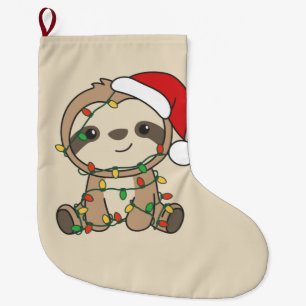 Sloth Christmas Winter Animals Sloths Large Christ Stocking