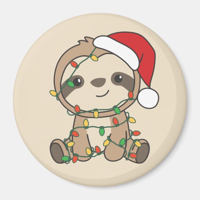 Sloth Christmas Winter Animals Sloths Magnet (Front)