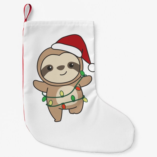 Sloth Christmas Winter Animals Sloths Small Christmas Stocking (Front)