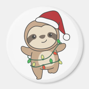 Sloth Christmas Winter Animaux Sloths Magnet