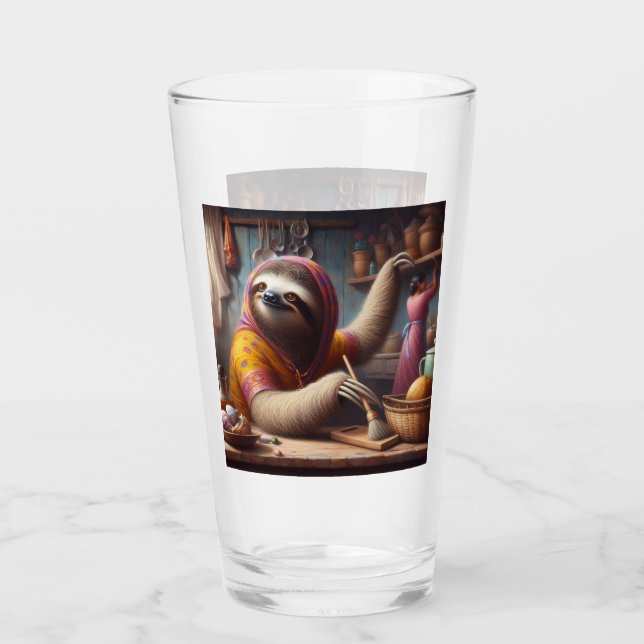 Sloth Cleaning a Kitchen Glass (Front)