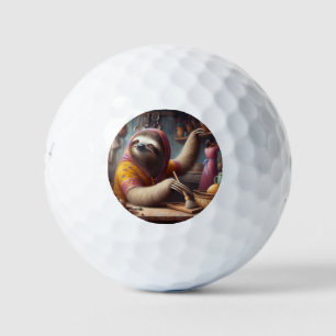 Sloth Cleaning a Kitchen Golf Balls