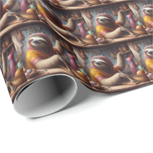 Sloth Cleaning a Kitchen Wrapping Paper