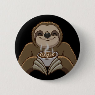 Sloth-Coffee-Foam 2 Inch Round Button