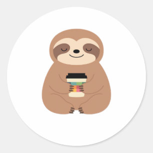 Sloth Coffee Time Classic T-Shirt Classic Round Sticker