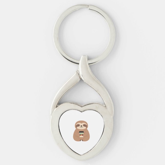 Sloth Coffee Time Classic T-Shirt Keychain (Front)