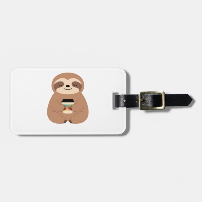 Sloth Coffee Time Classic T-Shirt Luggage Tag (Front Horizontal)
