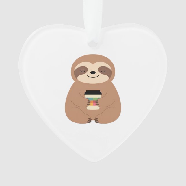 Sloth Coffee Time Classic T-Shirt Ornament (Front)