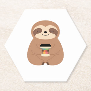 Sloth Coffee Time Classic T-Shirt Paper Coaster