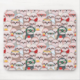 Sloth Comic Pattern Mouse Pad
