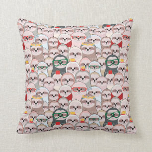 Sloth Comic Pattern Throw Pillow