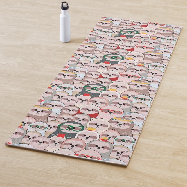Sloth Comic Pattern Yoga Mat (In Situ)