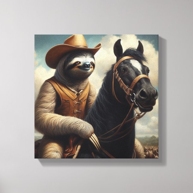 Sloth Cowboy Canvas Print (Front)