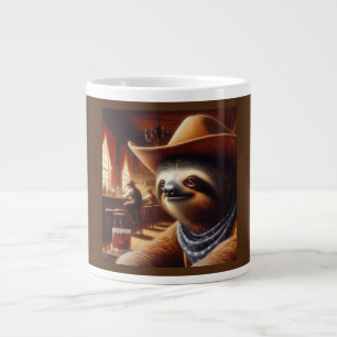 Sloth Cowboy in Saloon Large Coffee Mug