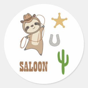 Sloth Cowboy Lasso Western Australia Sloths Classic Round Sticker