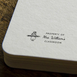 Sloth - Custom Teacher Name Book Classroom Rubber Stamp